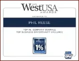 Top 1% and Top Producer award certificate, 2019
