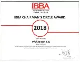 IBBA Chairman's Circle award certificate, 2018
