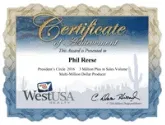 Certificate of Achievement business broker award, 2016